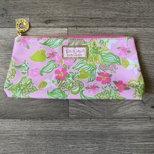 Lilly Pulitzer x Estee Lauder Small Makeup Cosmetic Bag Pink‎ Floral Palm NWOT